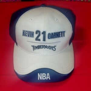 Vtg Kevin Garnett #21 Minnesota Timberwolves Spellout Strap Back Hat New